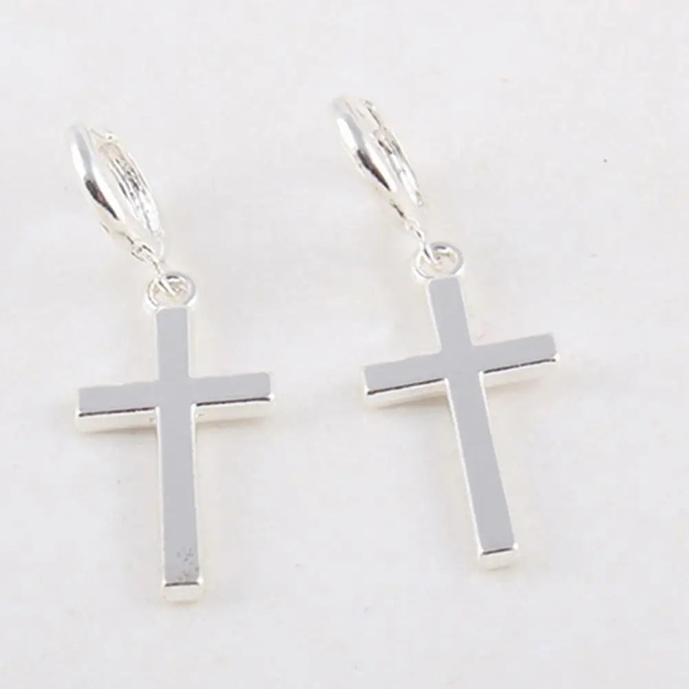 Beautiful Earrings  Exquisite Cross Shape Drop Earrings  Smooth Surface Cross Shape Earrings