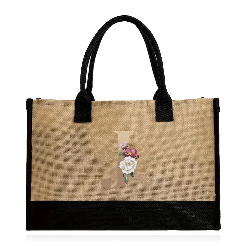 letter J canvas tote bag