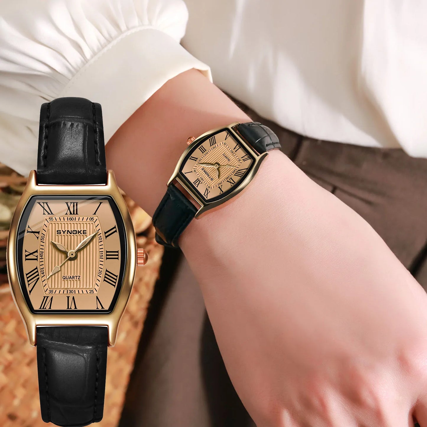 Wristwatches For Women Alloy Case High Quality Leather Strap Large Numerical Dial Waterproof Elegant Ladies Watch Gift