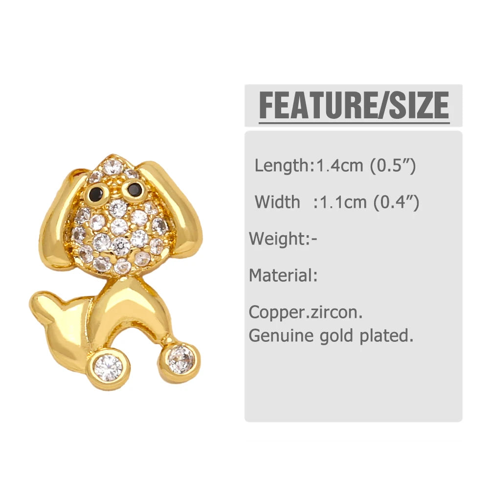 Tiny CZ Crystal Bear Stud Earrings for Women Copper Gold Plated Dog Ear Studs Animal Jewelry Friendship Gifts erst27