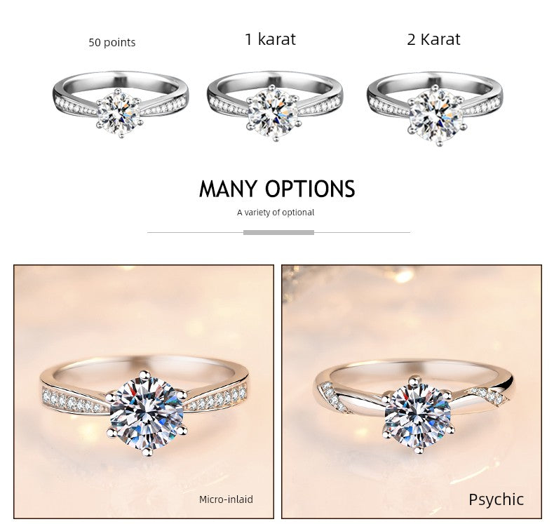 Genuine Goods D Color Moissanite Ring Diamond 1 Karat Diamond Ring Couple Couple Rings Men and Women's One Pair Proposal Wedding Gift for Girlfriend