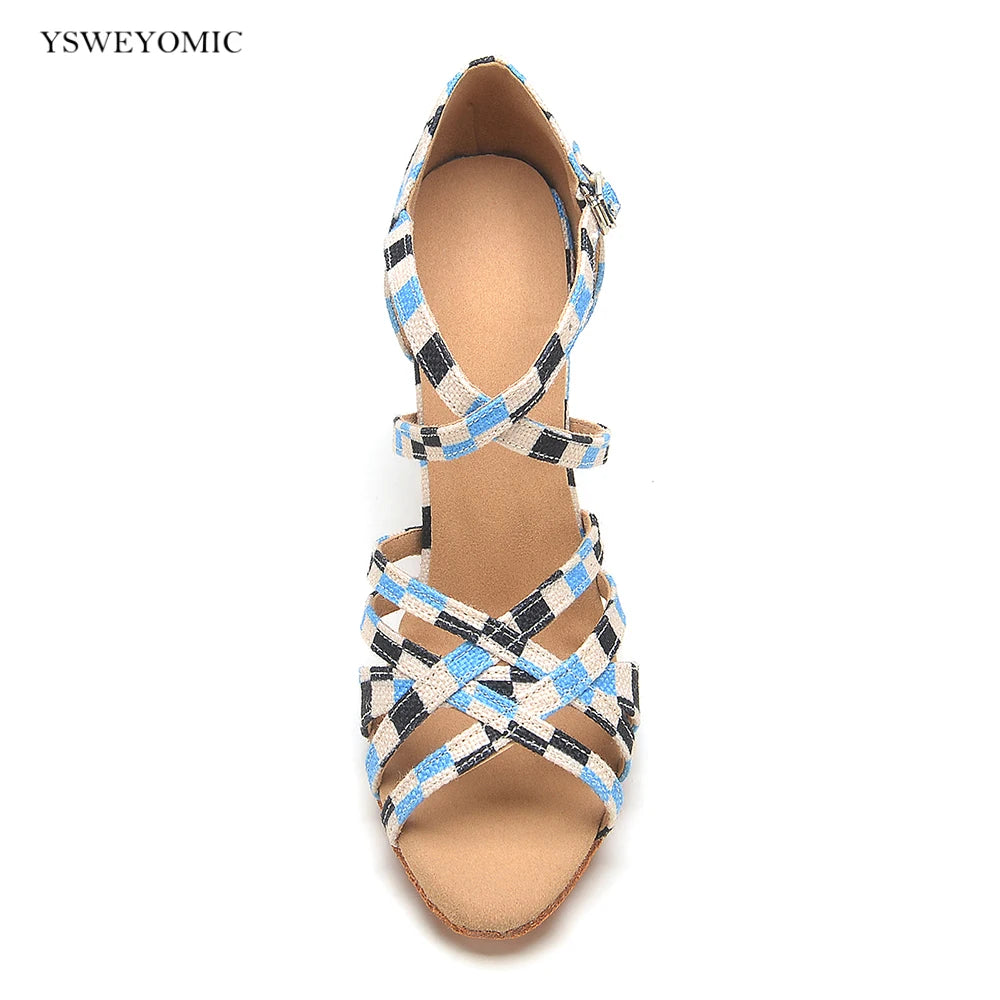 YSWEYOMIC Latin Salsa Dance Shoes 2024 Spring Summer Style Blue different Colors Soft Insole Party Dance Heels Customized Logo