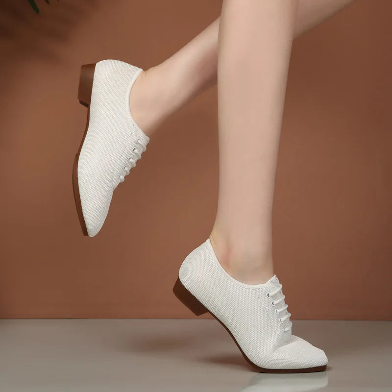 2024 New Modern Dance Shoes Women Ballroom Dancing Soft Rubber Sole Low Heels Jazz Latin Shoes Tango Dance Sneakers