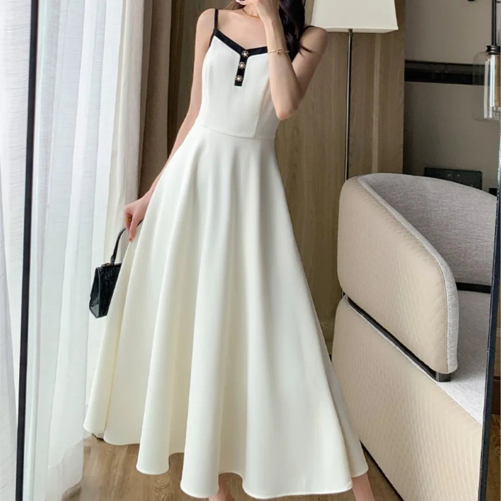 Women Short Coat A-Line Midi Camisole Dresses Spring Elegant 2-Piece Dress Set for Lady Slim Korean New Fashion Female Suit