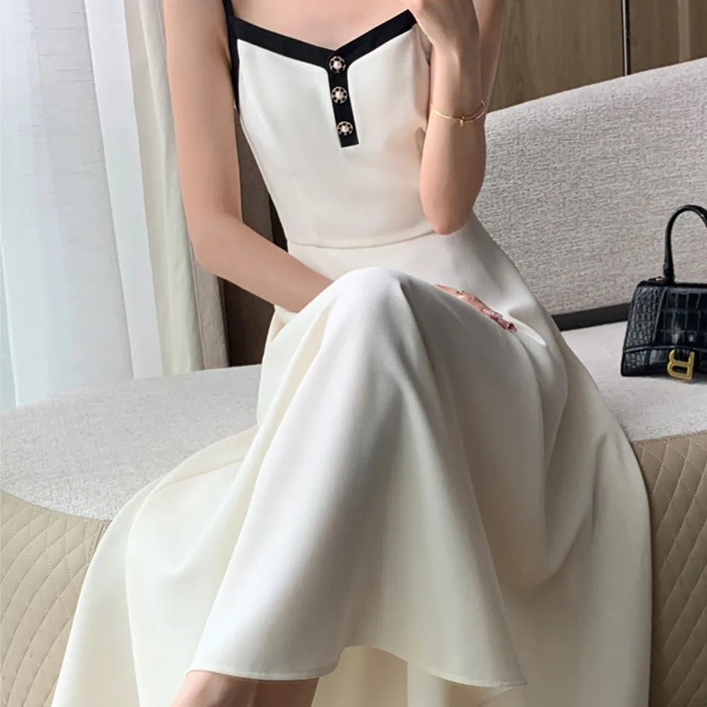 Women Short Coat A-Line Midi Camisole Dresses Spring Elegant 2-Piece Dress Set for Lady Slim Korean New Fashion Female Suit