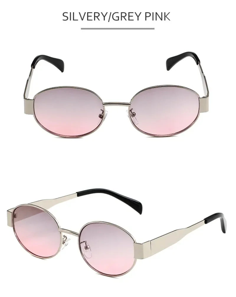 High Quality Men Woman Small Round Metal Fashion Sunglasses 2024 New Oval Sunglasses Womens Vintage Gucci Sun Glasses gafas