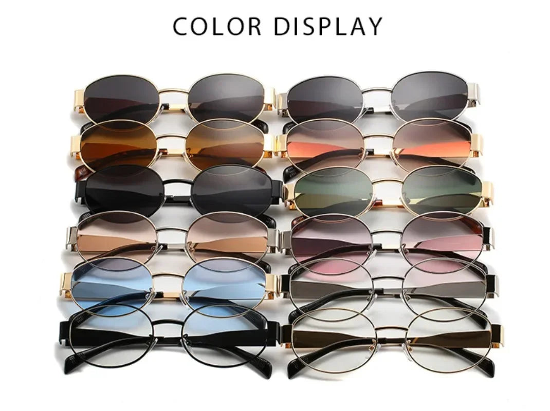 2024 New Oval Sunglasses High Quality Men and Woman Small Round Metal Fashion Sunglasses Womens Vintage Gucci Sun Glasses gafas