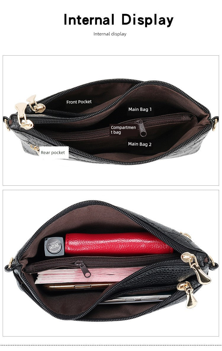 Women's Bag New Shoulder Bag Soft Leather Phone Bag Fashion Crossbody Bag Women's Simple Clutch K-style Women's Small Square Bag