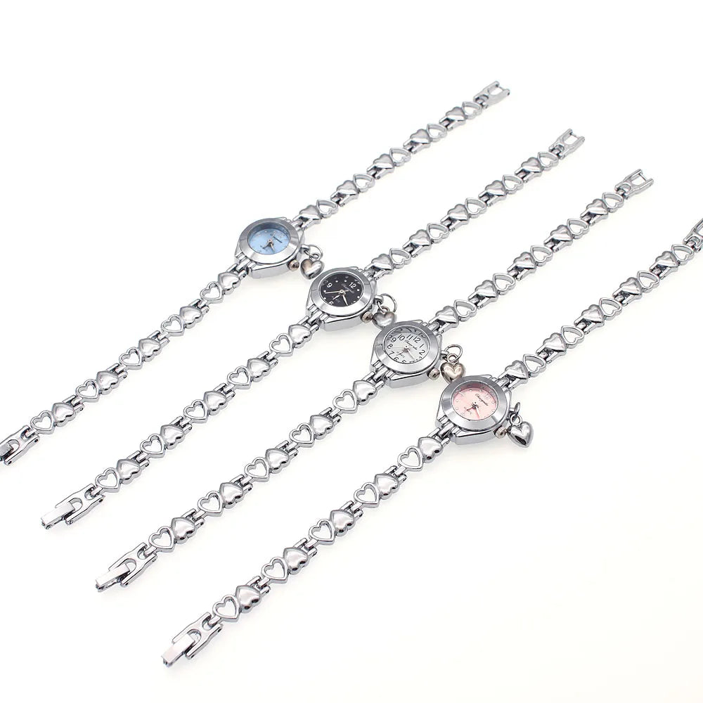 Cute Women's Fashion Small Dial Quartz Bracelet Wrist Watch Wholesale New Arrival with heart pendant Ladies Watch