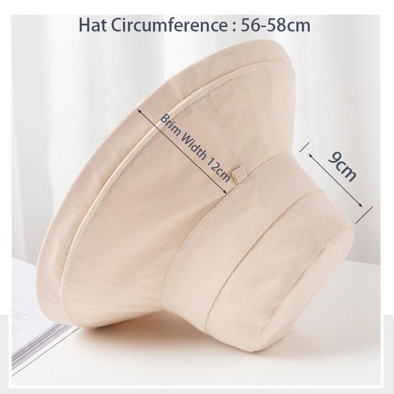 Reversible Foldable Cotton Sun Hat for Women Summer Wide Brim UV Protection Panama Beach Bucket Hat Ladies Girls Outdoor Sea Hat