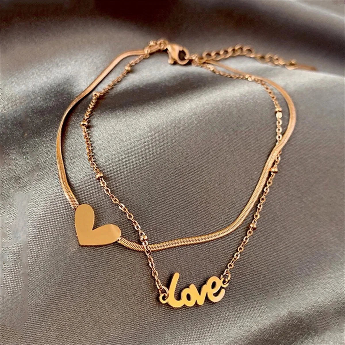 Simple Heart Boho Anklet Bracelets For Women Summer Holiday Beach Chain Bead Ankle Bracelet On Leg Foot Wedding Party Jewelry