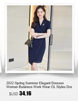 Summer Short Sleeve Elegant Dresses for Women Slim Hips with Scarf Professional Business Work Wear Office Ladies Vestidos