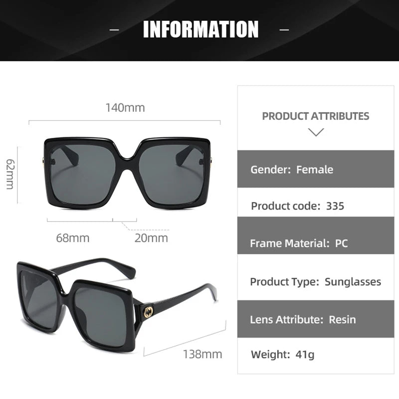 Fashion Lady Oversized Square Sunglasses For Women Men Luxury Brand Gradient Sun Glasses Female Mirror Shades Oculos UV400