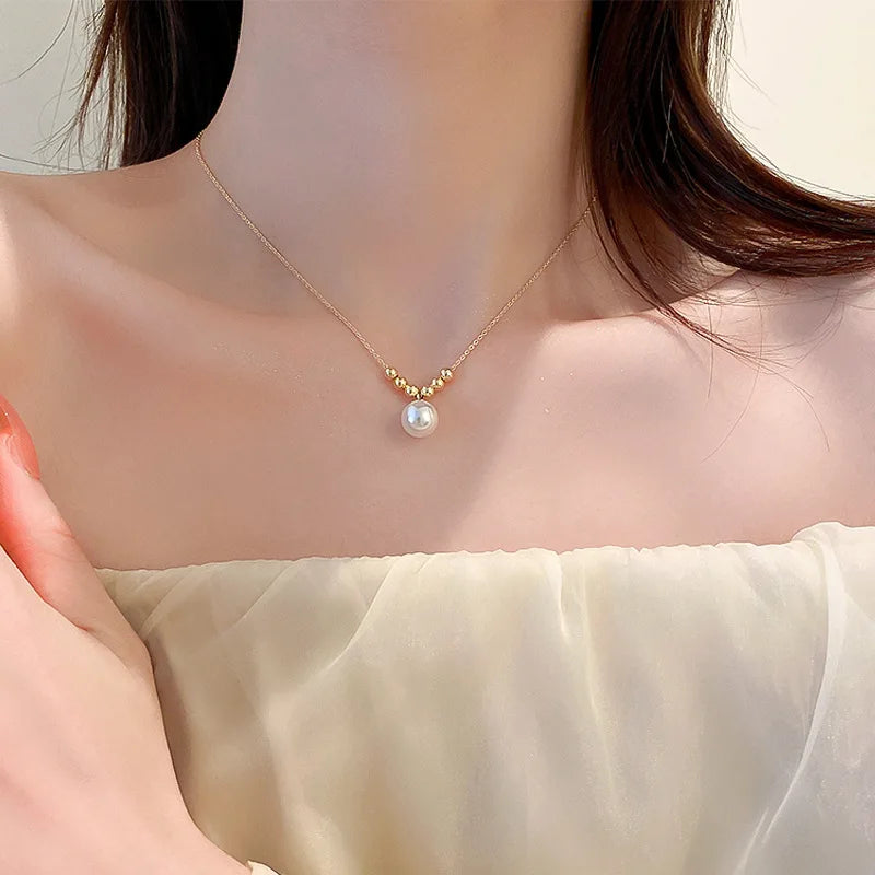 French Short Clavicle Chain New Flower Fairy Light Luxury Minority Design Temperament Pearl Tassel NecklaceTrendy Girl Gifts