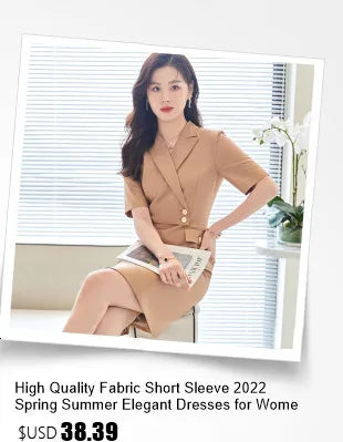 Summer Short Sleeve Elegant Dresses for Women Slim Hips with Scarf Professional Business Work Wear Office Ladies Vestidos