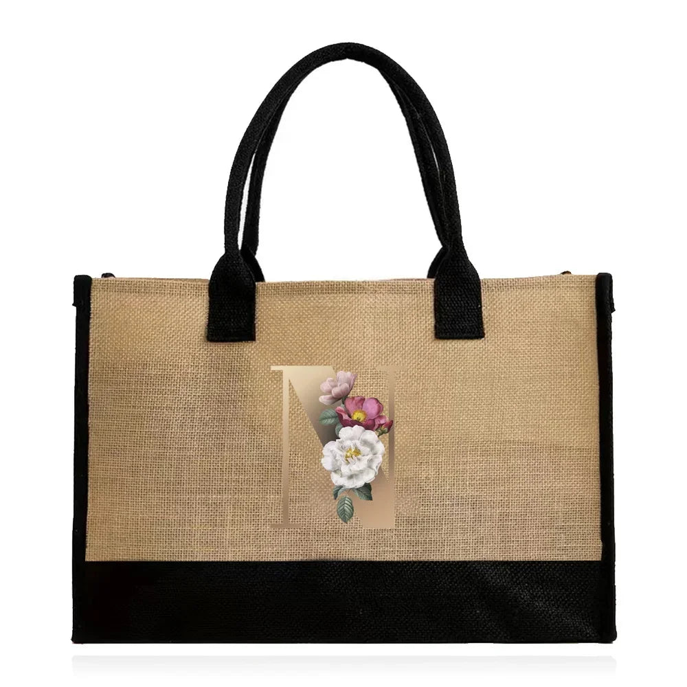 letter N canvas tote bag