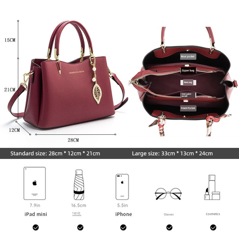 Hong Kong Genuine Leather Red Wedding Middle-Aged Women's Mom Bag