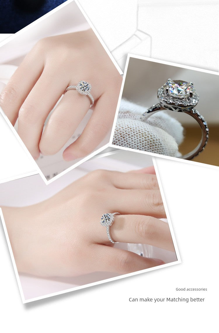 Moissanite Female 1 Karat Princess Wedding Platinum Diamond Ring