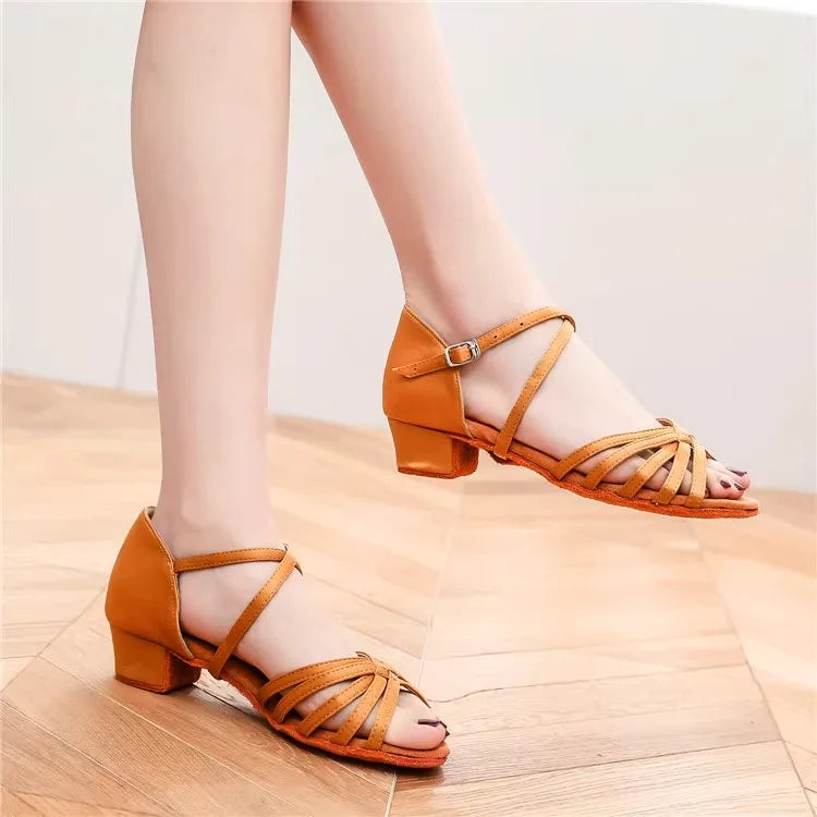 2024 New Ballroom Dance Girls Dance Shoes Children's Low Heel Women's Latin Dance Shoes Women's Professional Dance Shoes