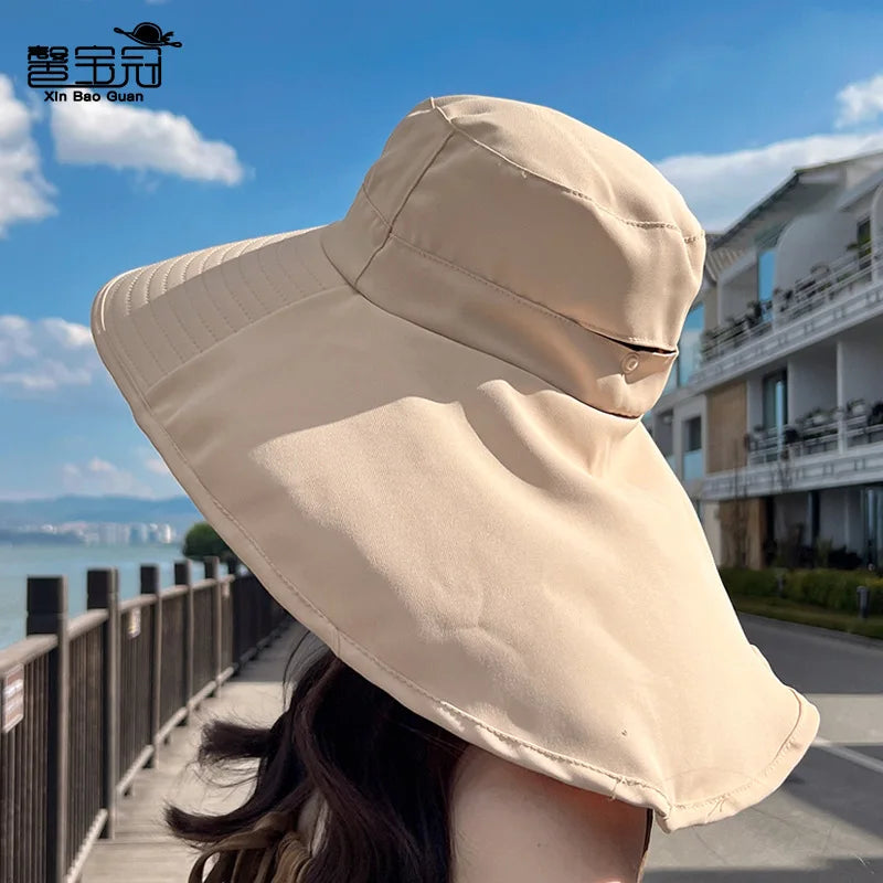 Outdoor Sun Bucket Hat for Women Girls with 50+ UPF Protection Safari Cap Wide Brim Fishing Hat with Neck Flap Model 8112