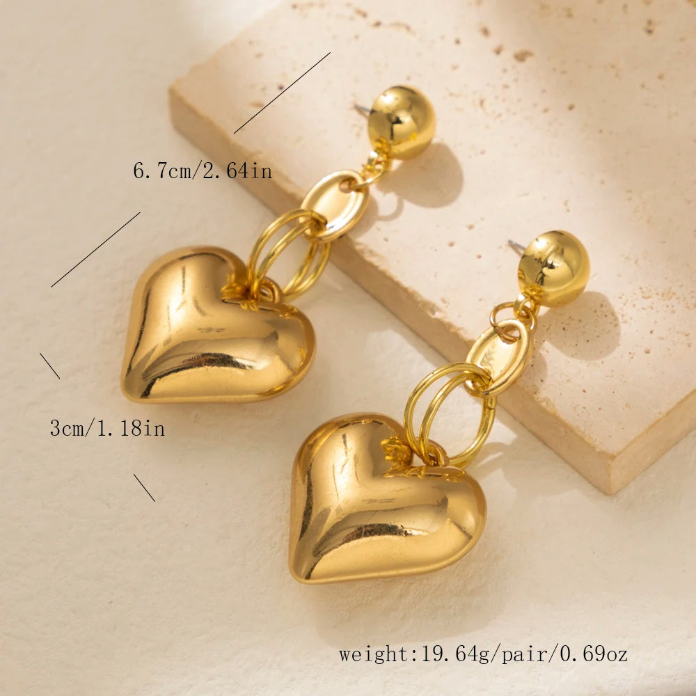 Gold Texture Love Pendant Earrings For Women Personalized Ladies Street Style Earrings Jewelry Wholesale Direct Sales