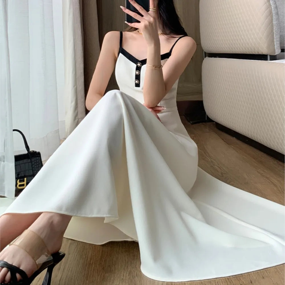 Women Short Coat A-Line Midi Camisole Dresses Spring Elegant 2-Piece Dress Set for Lady Slim Korean New Fashion Female Suit