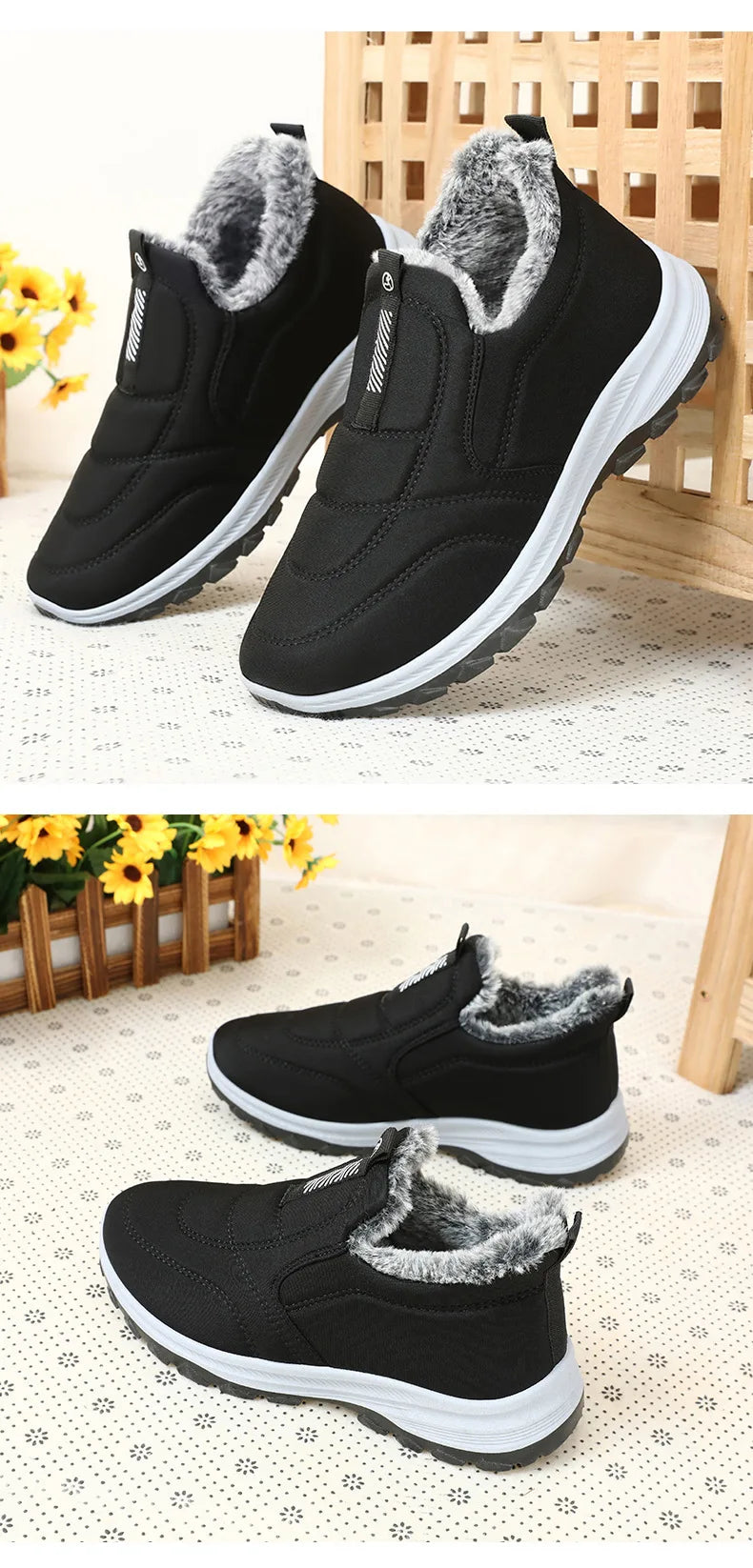 Women's Winter Slip On Walking Shoes Fashion Lightweight Running Shoes For Women Workout Warm Casual Non Slip Sneakers