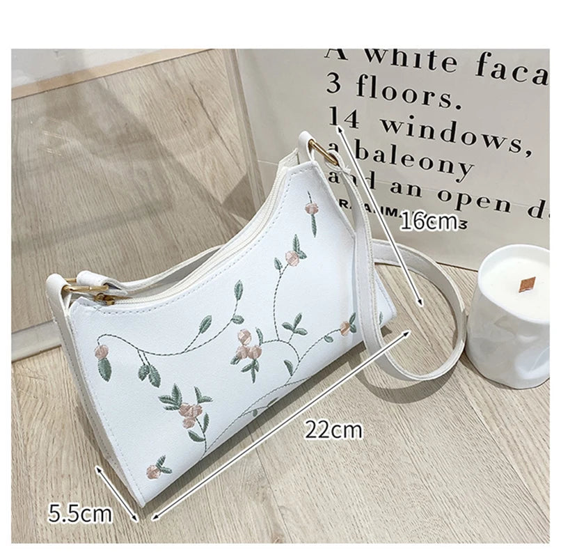 Fashion Embroidered Underarm Bag Women Mini Matte Leather Shoulder Bags Designer Clutch Messenger Bag Phone Bags Wallets Handbag