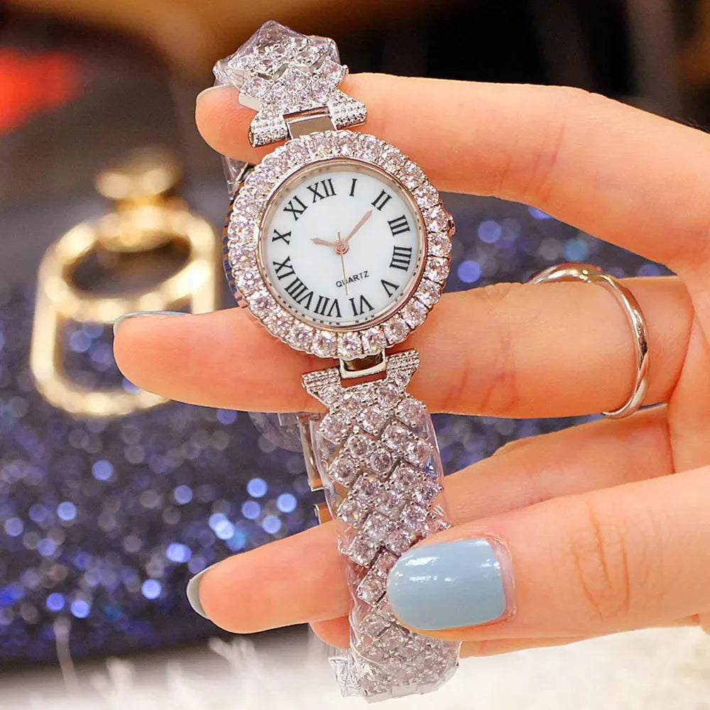 New Watches Set Luxury Rhinestone Women Fashion Elegant Wristwatch Quartz Watch for Girl Ladies Clock Relogio Feminino