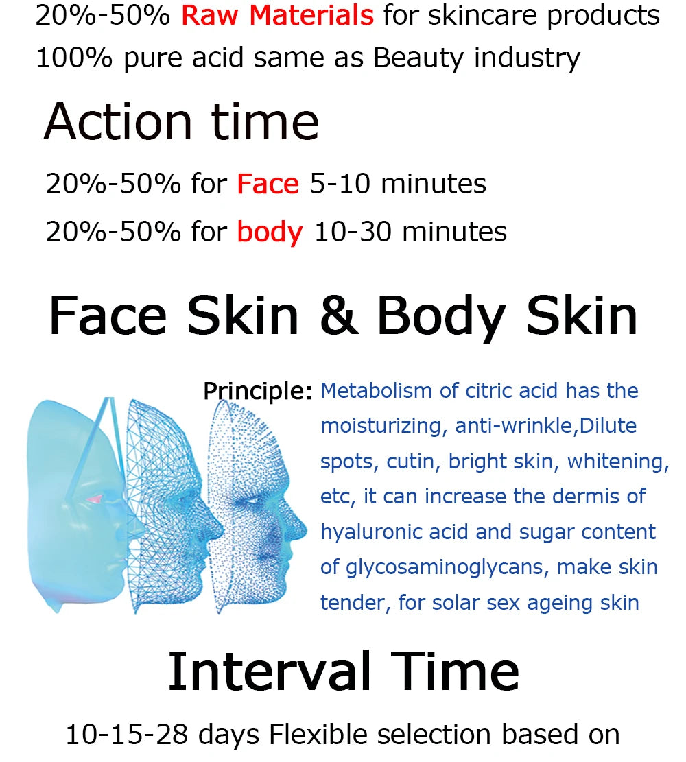 citric acid 40% for peeling facial face skin 5ml 10ml powder cleaning for you blackhead aha Brightening Man Makeup