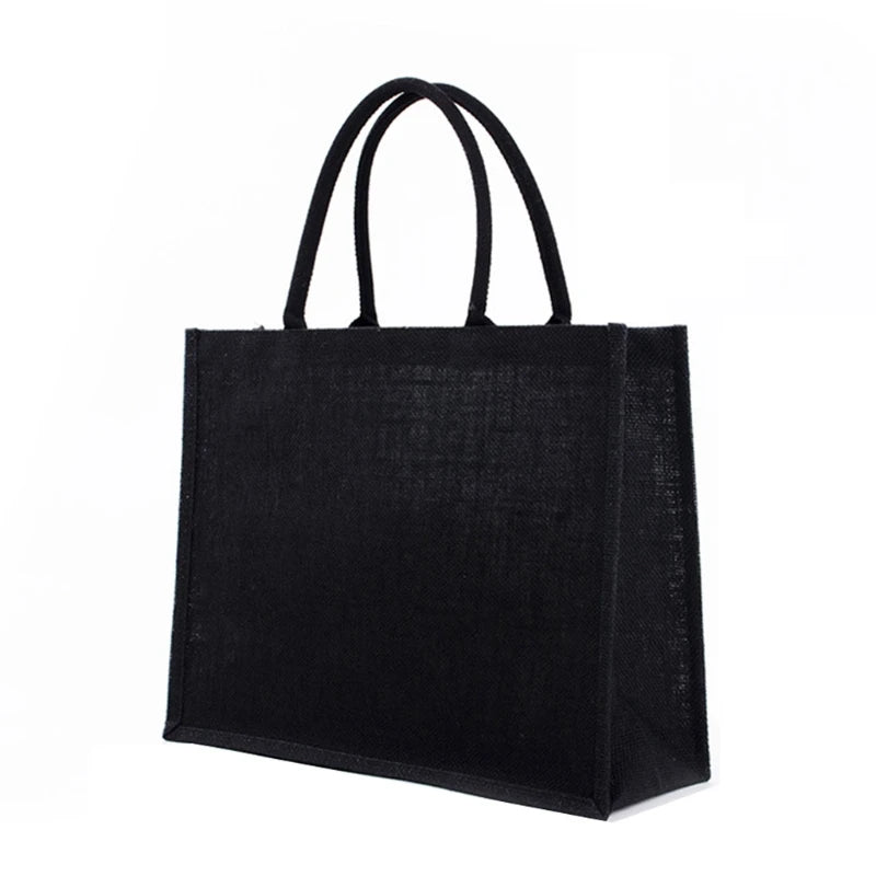 black jute tote bag