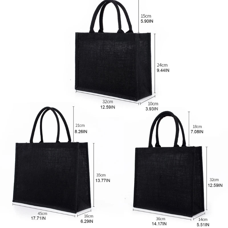 black jute tote bag size