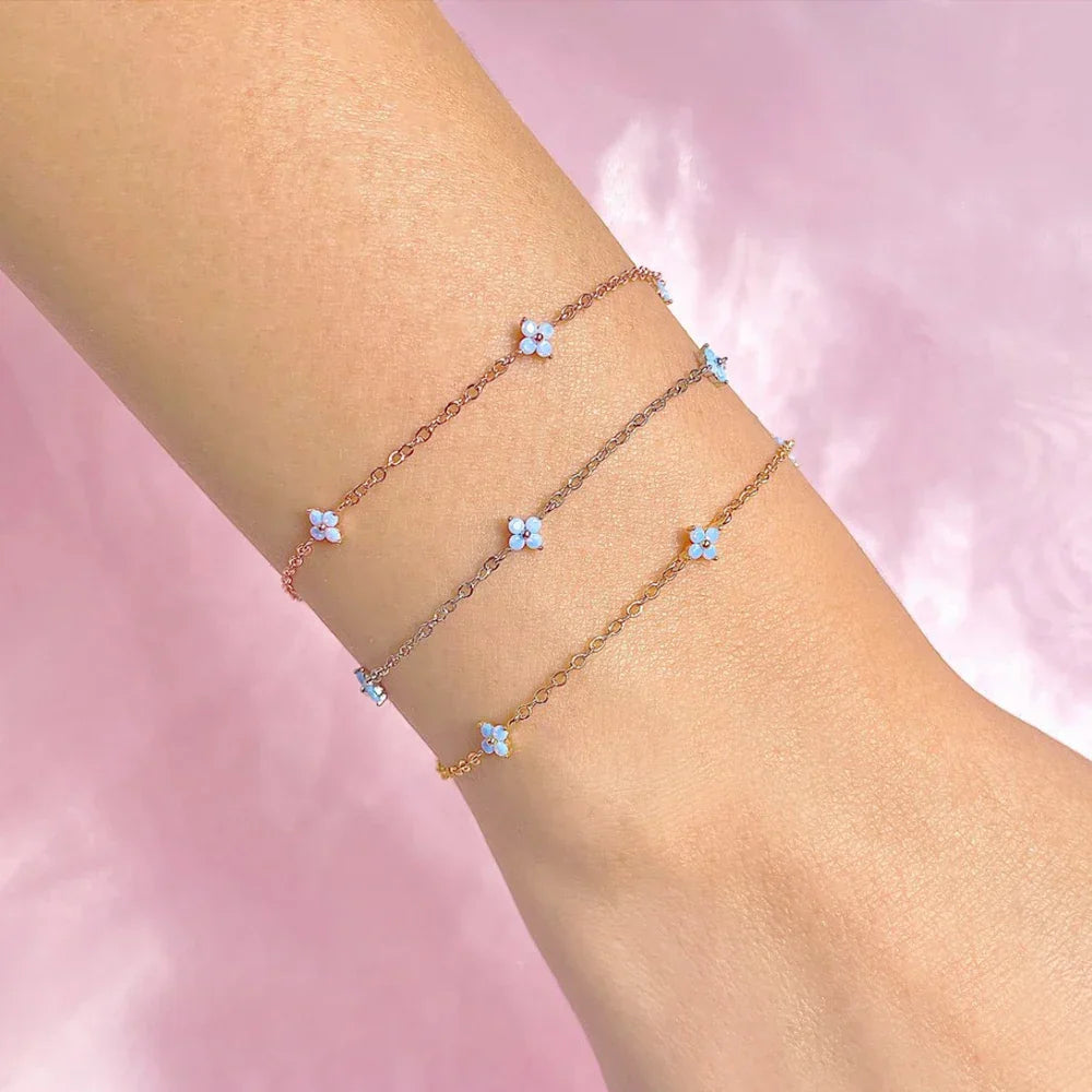 Gold shiny zircon blue crystal bracelets