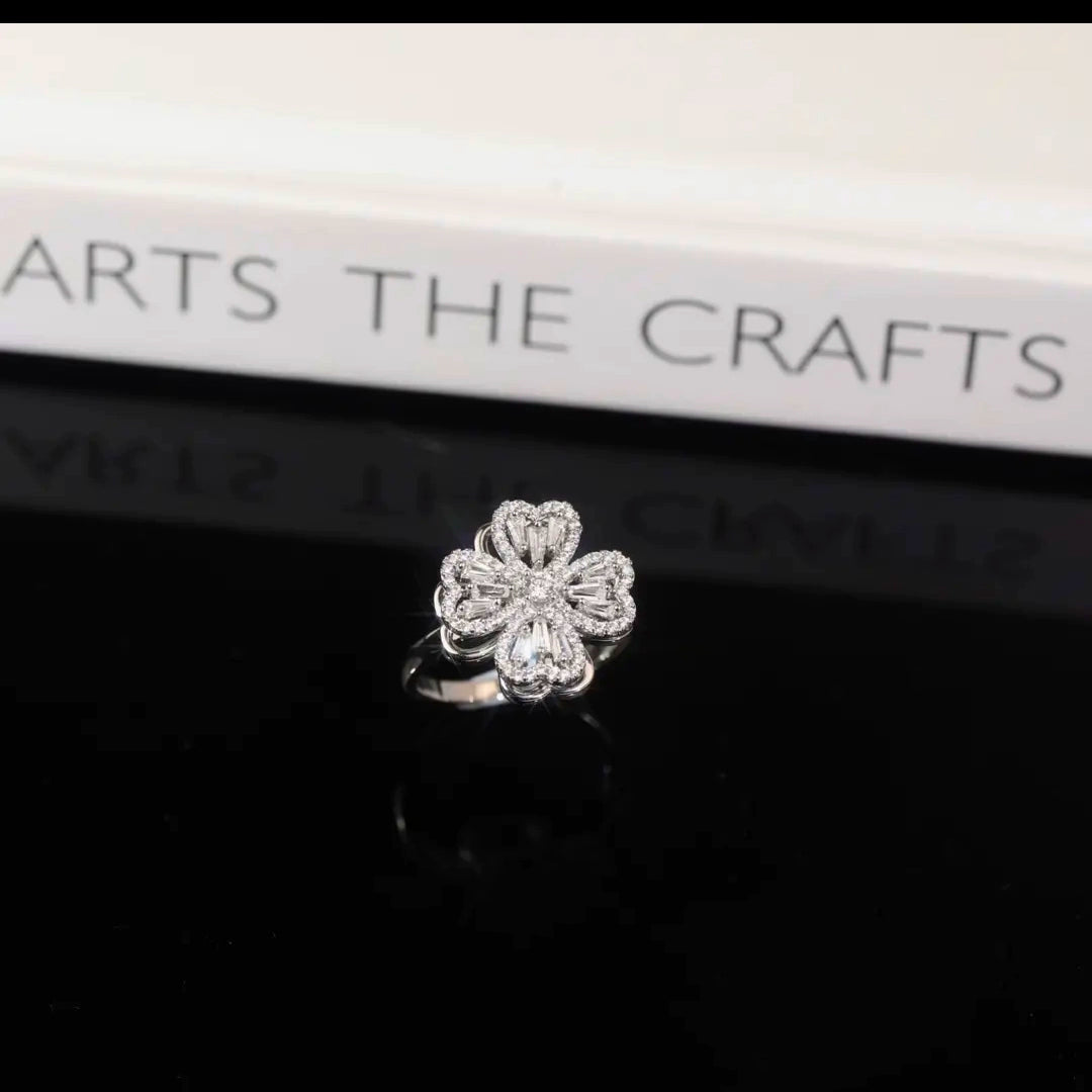 four leaf clover ring silver