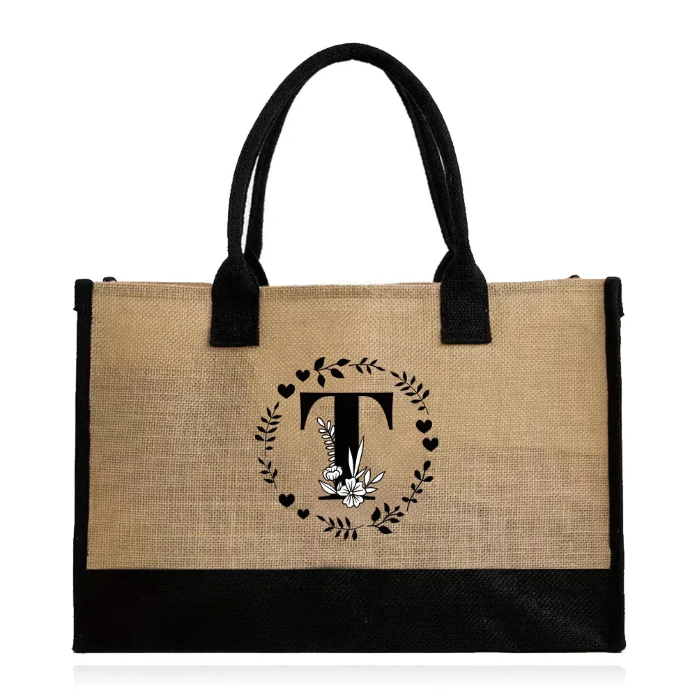 jute beach tote bag