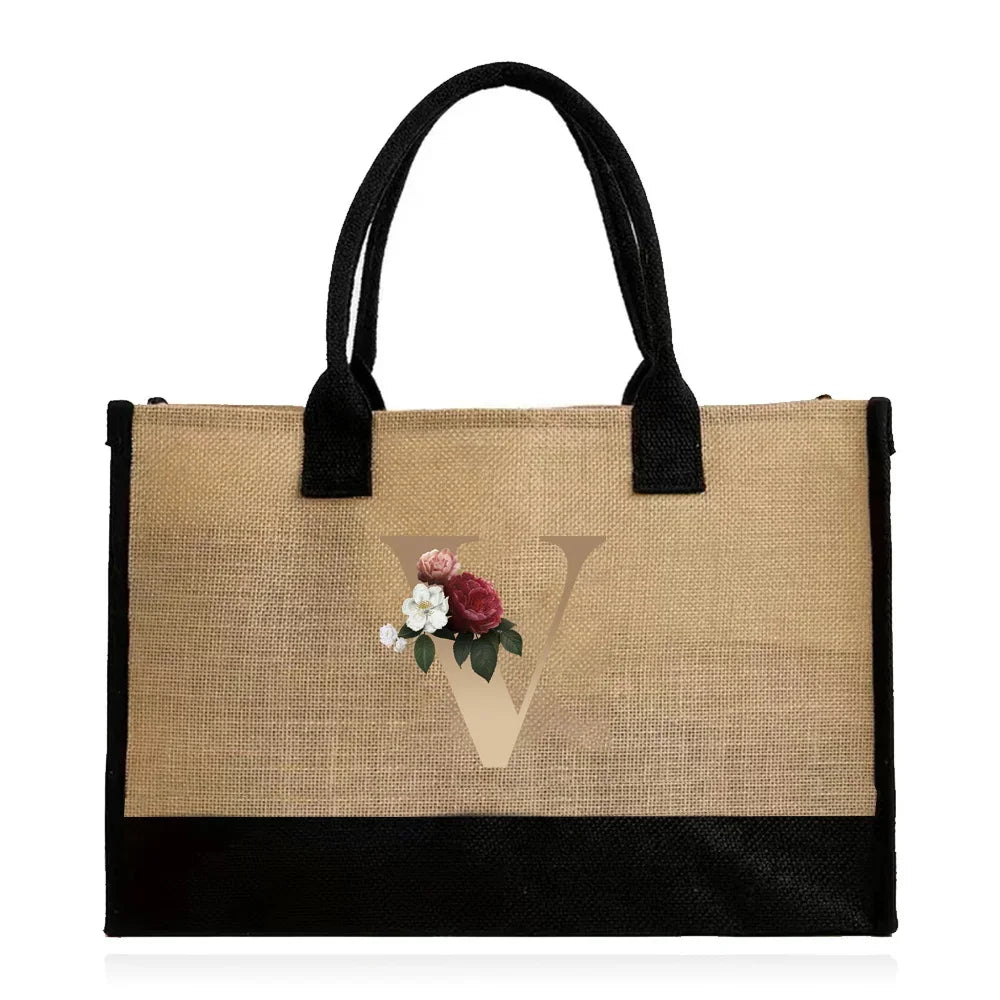 letter v canvas tote bag