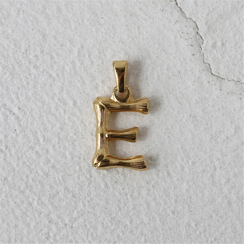 old english initial necklace E