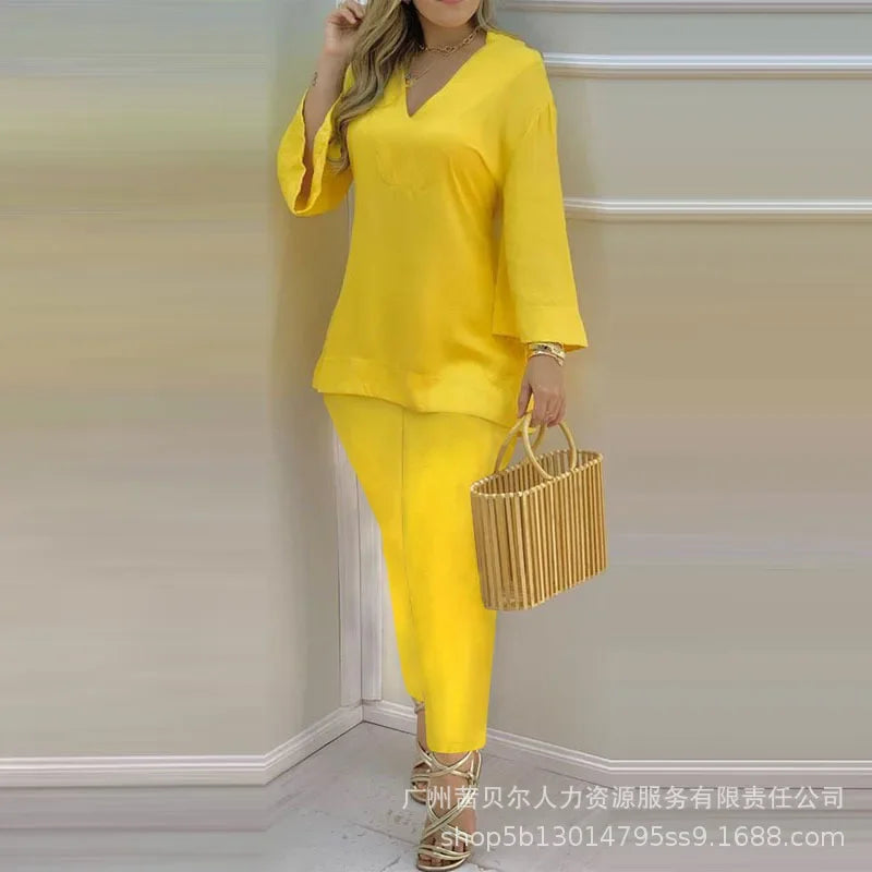 women two piece yellow