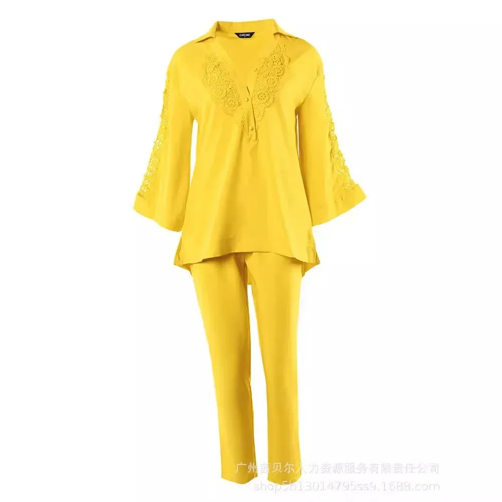 yellow long sleeve v neck blouselow